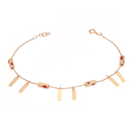 18K Gold Bracelet with Geometric Dangling Design