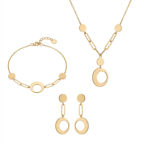 18K Gold Eclipse Set with Contemporary Geometric Design
