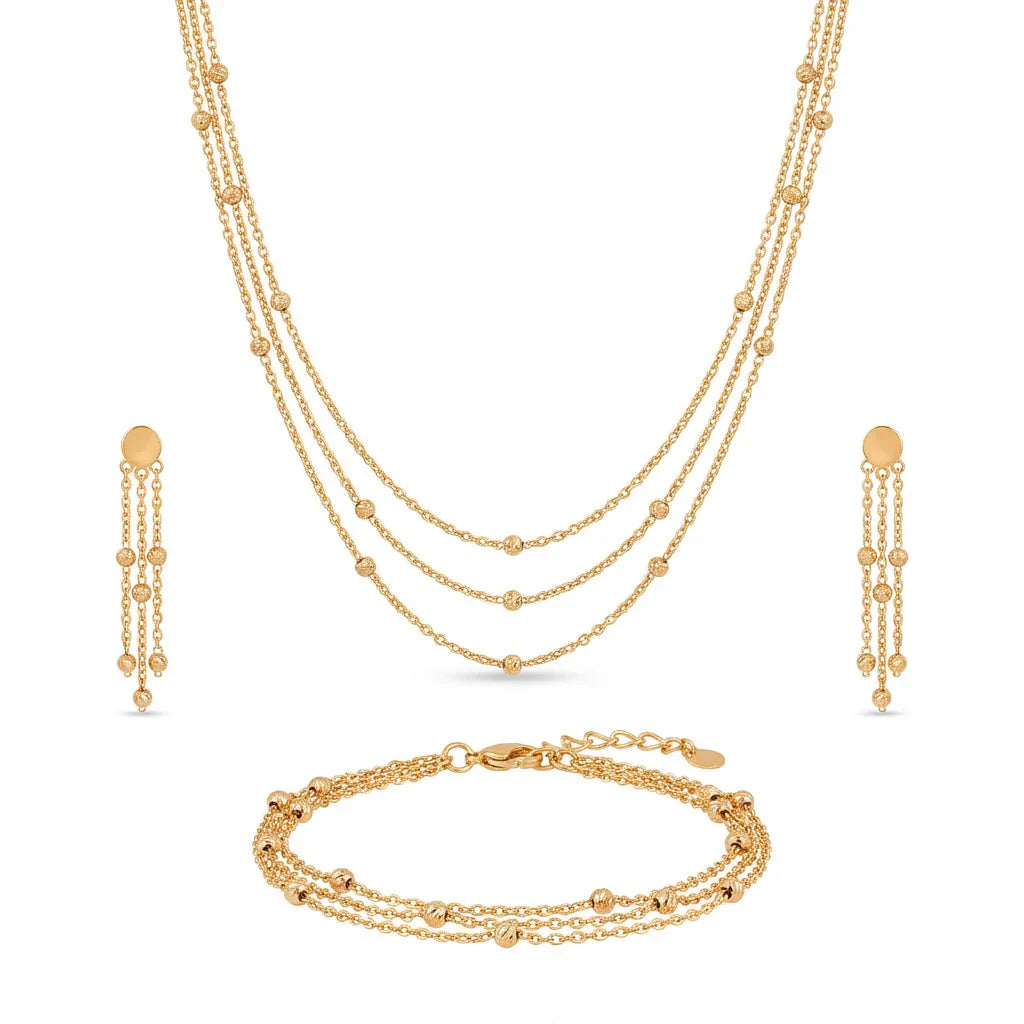 18K Gold Half Set with Triple-Layer Design