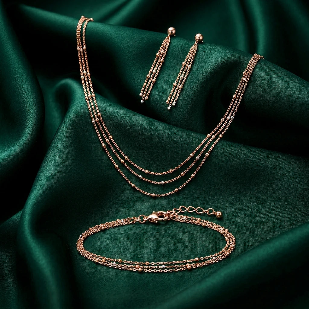 18K Gold Half Set with Triple-Layer Design