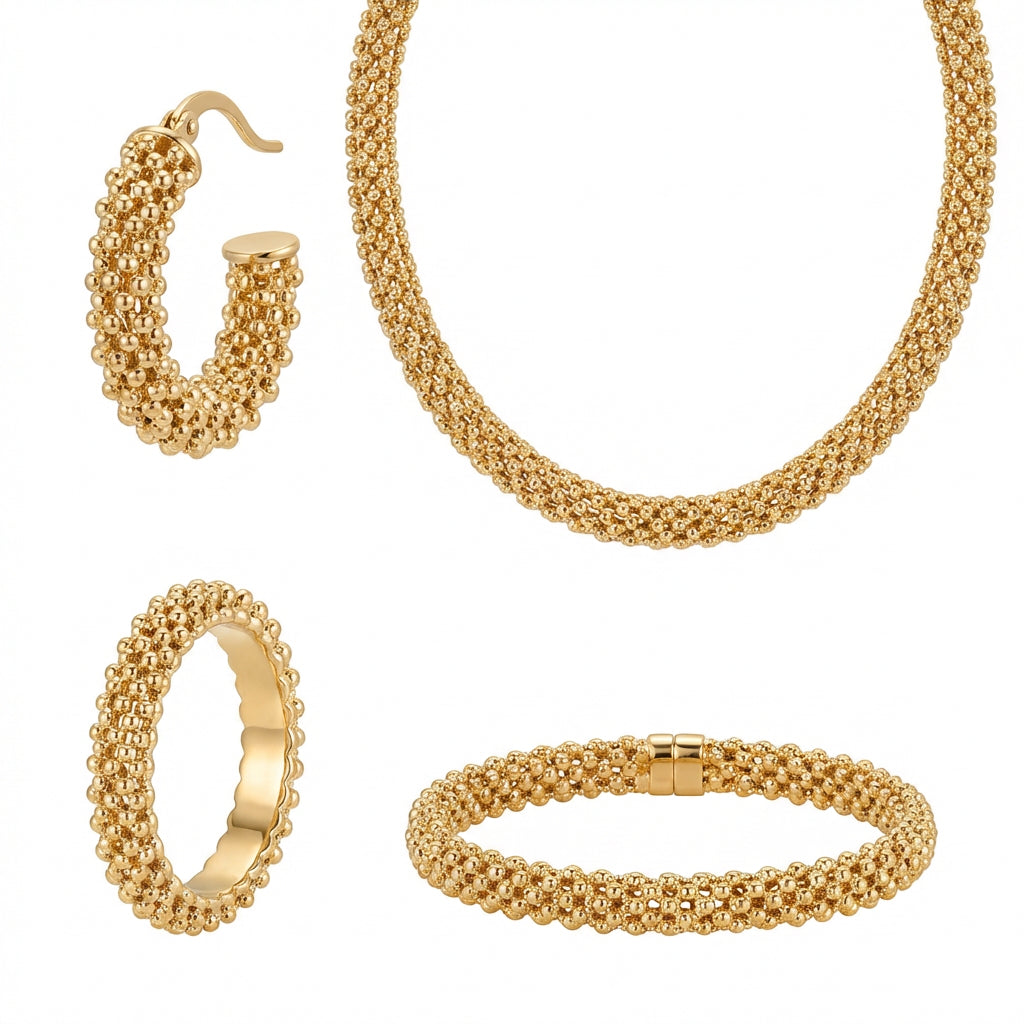 18K Gold Winter Elegance Set with Interwoven Chains