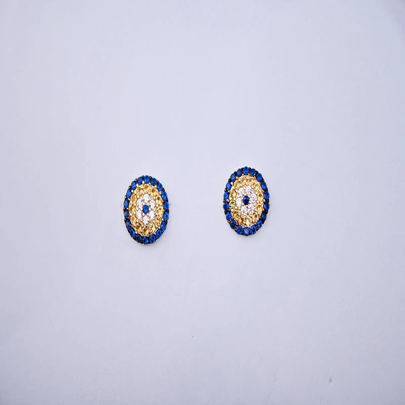 18K Gold Earrings with Embellished Circular Design