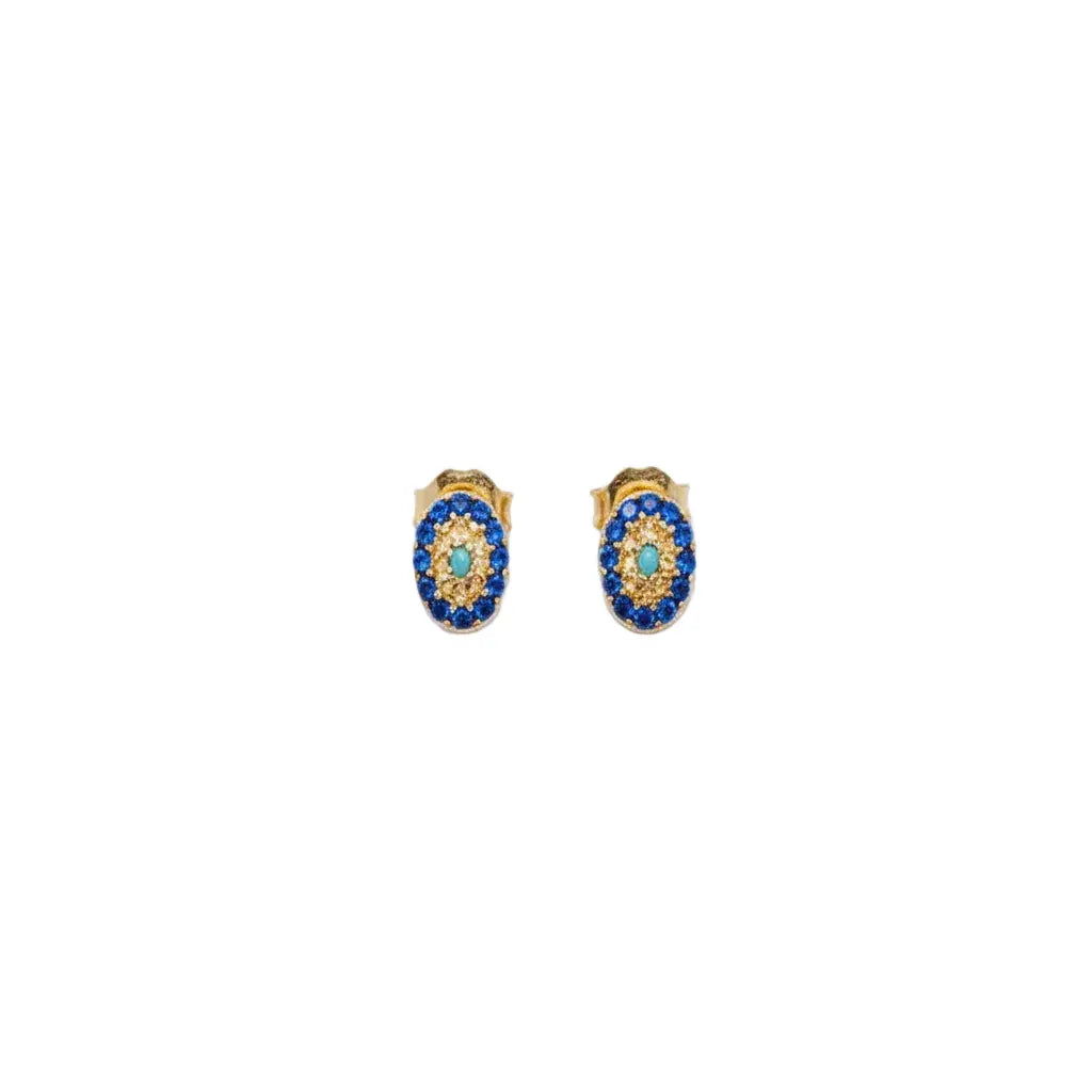 18K Gold Sky Color Earrings with Colorful Circular Design