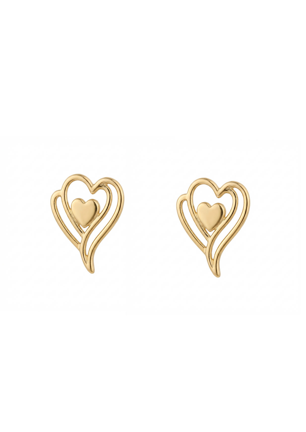 18K Gold Earrings with Large Heart Design