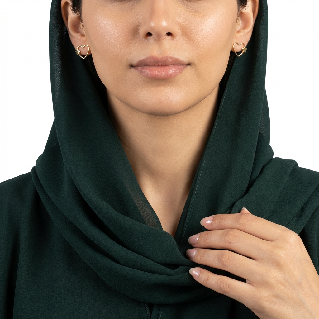 " قلبك المميز" أقراط عيار 18 بتصميم قلب