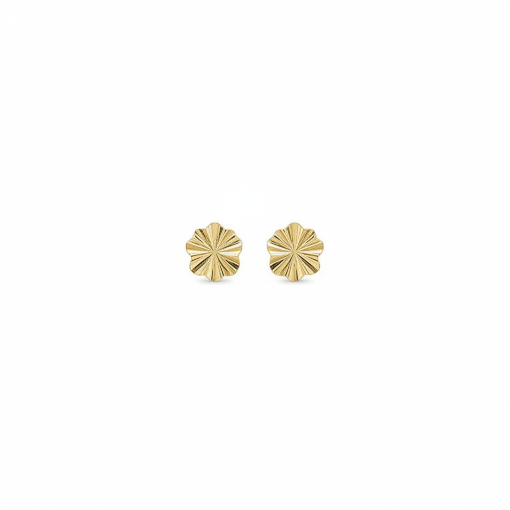 18K Gold Earrings with Small Flower Design