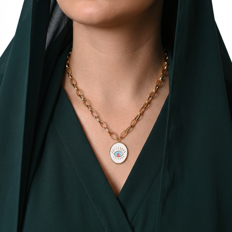 عقد ذهب عيار 18 بتعليقة عين