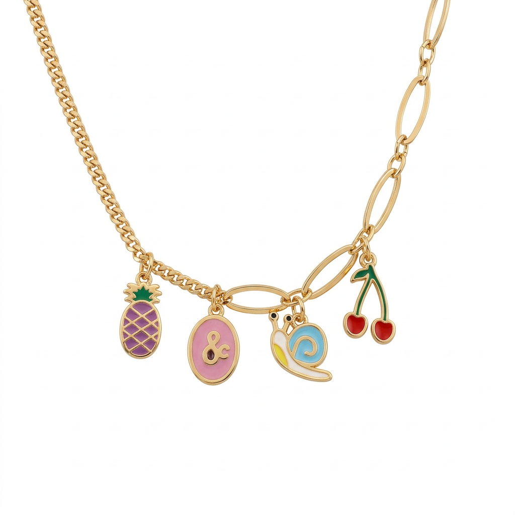 18K Gold Necklace with Cherry Pendant