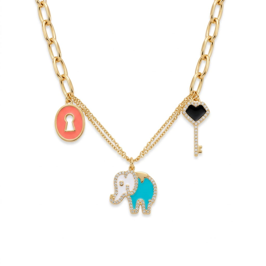18K Gold Pendant with Rings Assorted Pendants Design