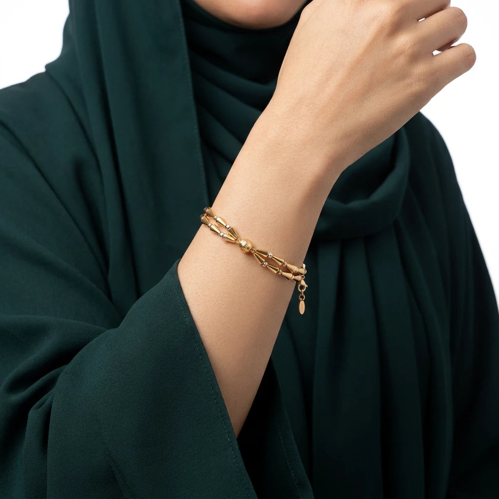انسيال ذهب عيار 18 بتصميم متشابك