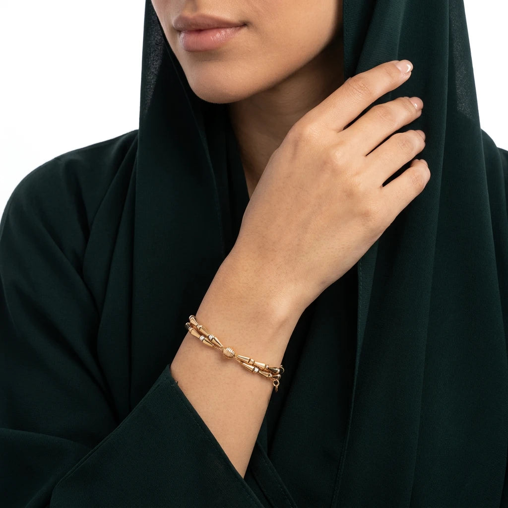 انسيال ذهب عيار 18 بتصميم متشابك
