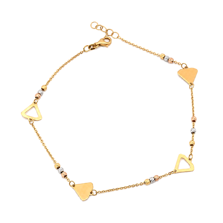 18K Gold Anklet With Triangles Design