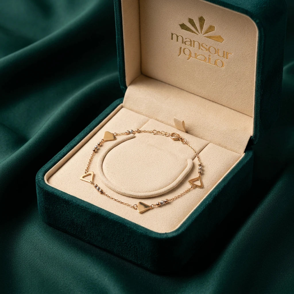 خلخال ذهب عيار 18 مثلثات متناسقة