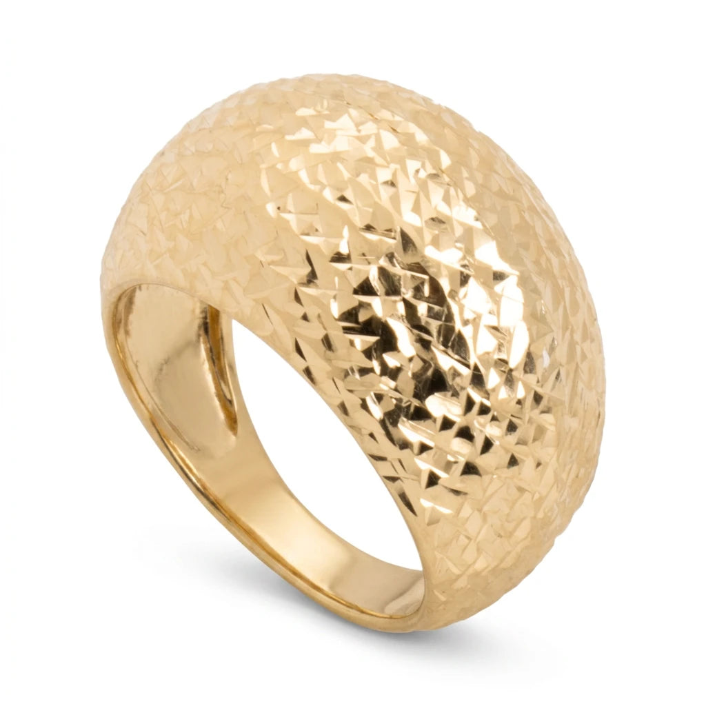 18K Gold Ring with Wide Polygon Design