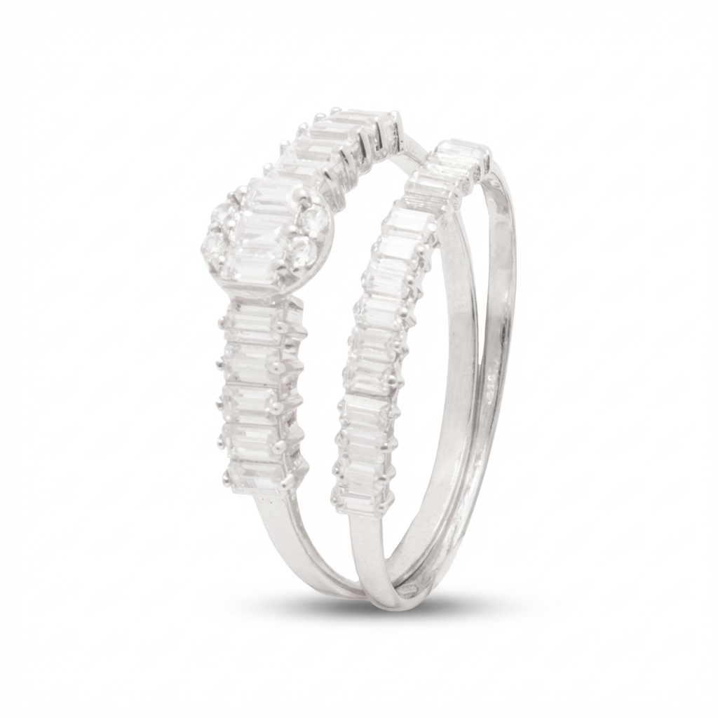 18K Gold Twins Ring with Shiny Stones