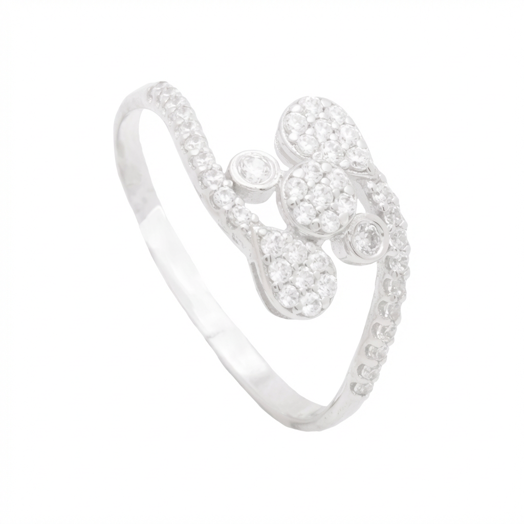 18K Gold Ring with Shiny Sparkling Stones