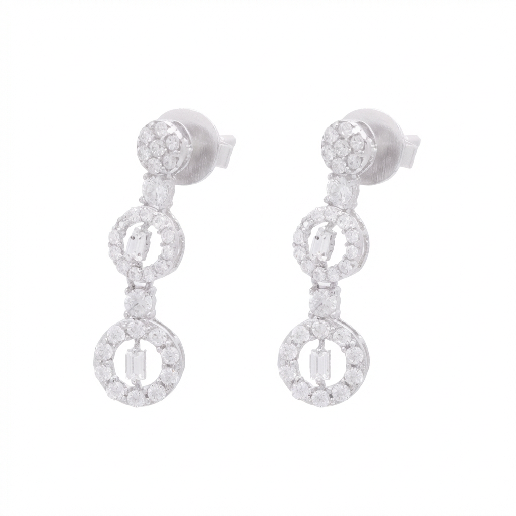 18K Gold Earrings with Long Dangling Design