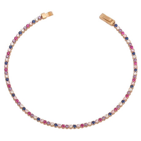 18K Gold Bracelet with Multi Color Stones