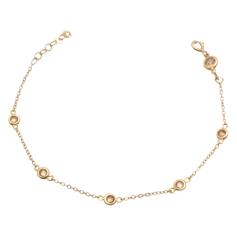 18K Gold Fluid Chain with Delicate Design and Circular Paved Stones