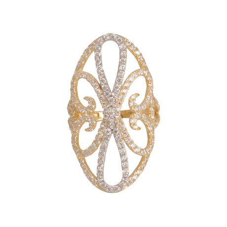 18K Gold Ring with Geometric Design and Gemstones
