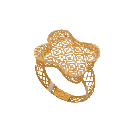 21K Gold Ring with Mesh Square Design