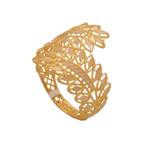 21K Gold Ring with Leaf Design
