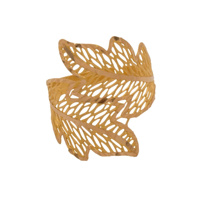 21K Gold Ring with Leaf Design