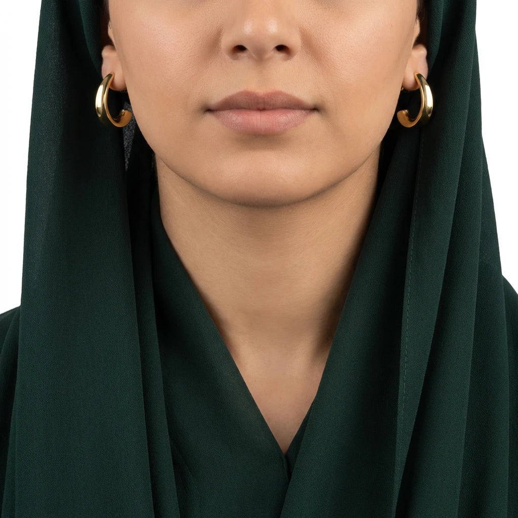 18K Gold Earrings with Contemporary Curved Design