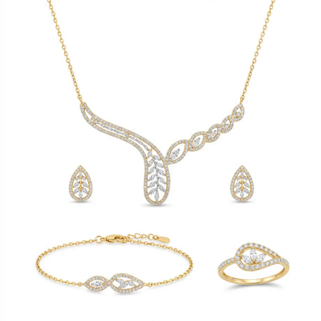18K Gold Set with Tree Branch Design