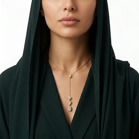عقد ذهب عيار 18 بتصميم فصوص دائرية