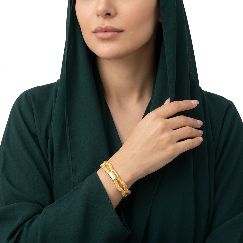 21K Gold Bracelet with Double Wavy Design