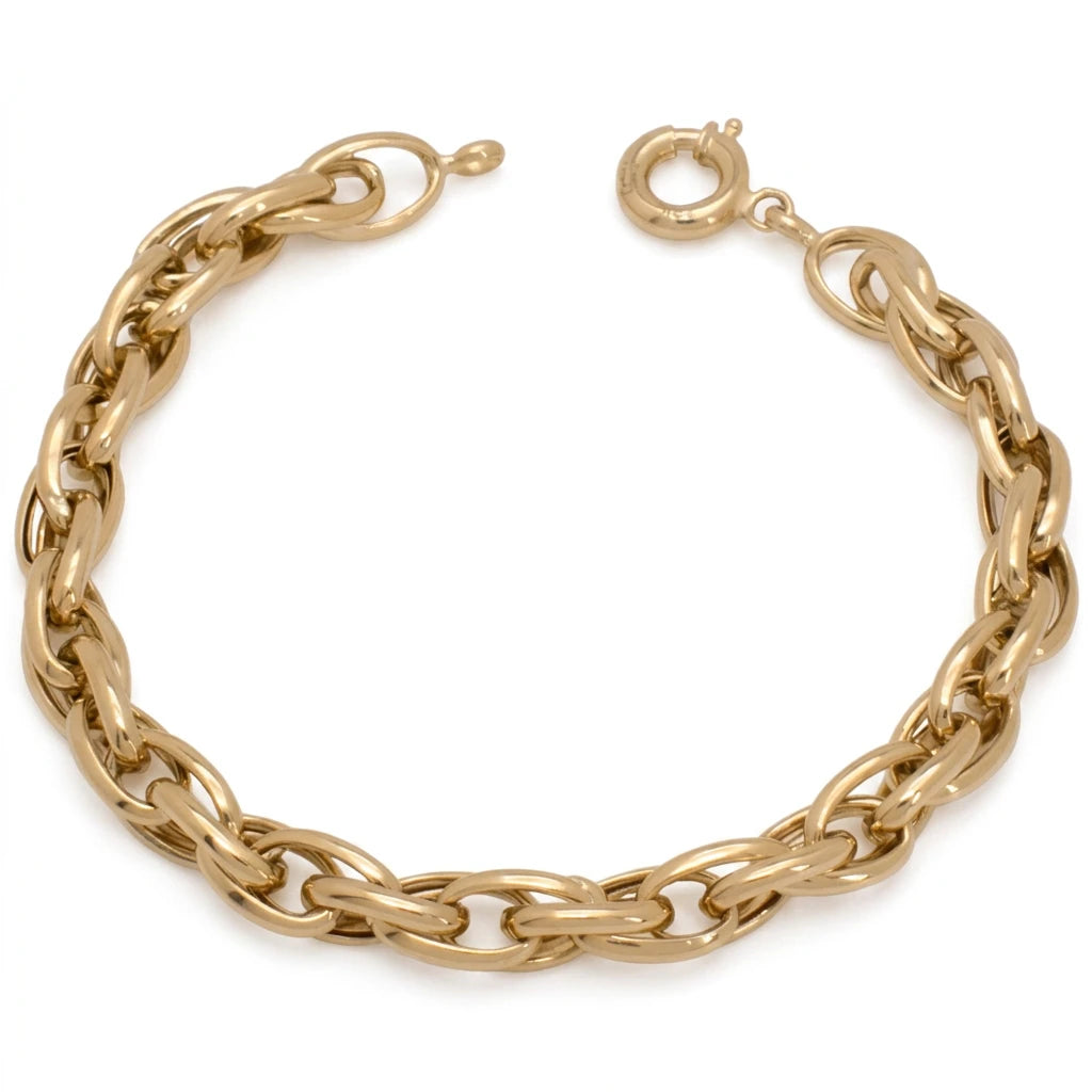 18K Chain Bracelet with Braided Secure Clasp Design