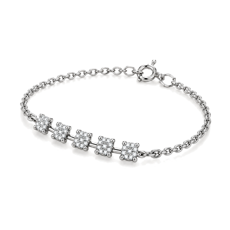 18K Diamond Bracelet With Square Pendants