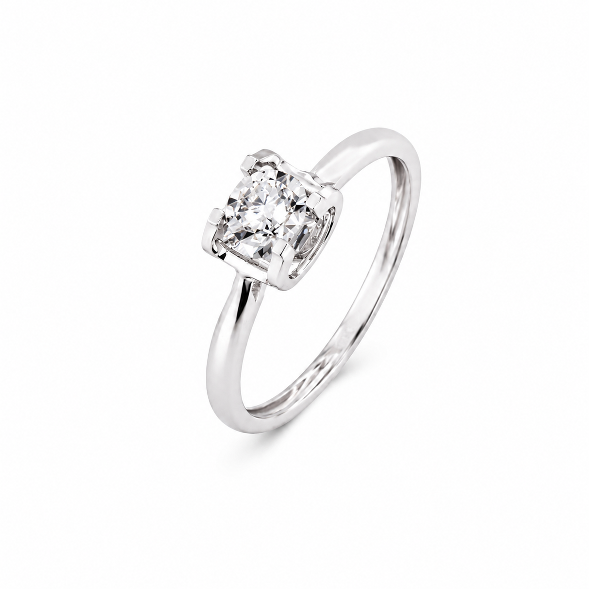 18K Diamond Ring with Engagement Large Stone Design