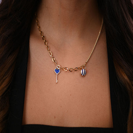 18K Gold Necklace Heart Key