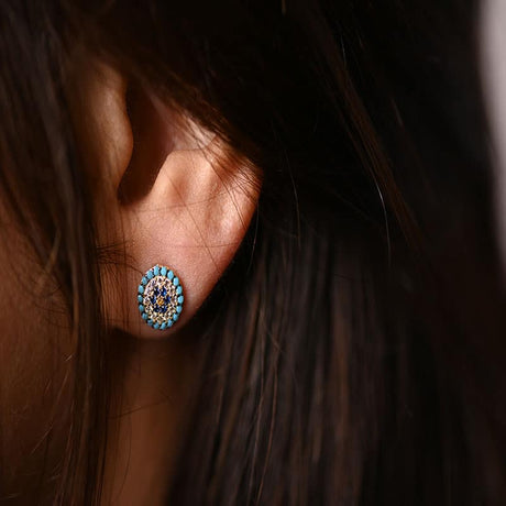 18K Gold Earrings Colorful with Stones