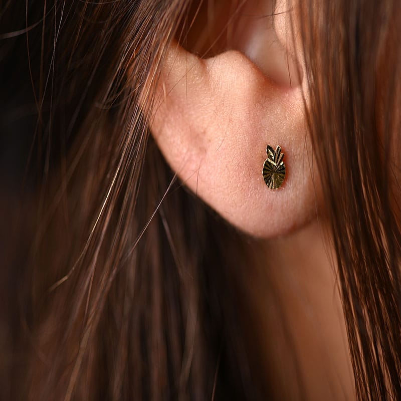 18K Gold Pineapple Shape Earrings