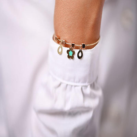 18K Gold Kids Bracelet with Rose Charm