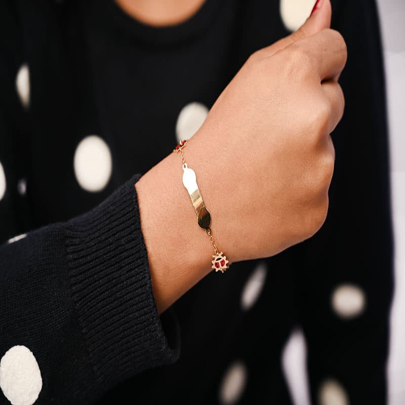 18K Gold Bracelet with Ladybug Charm