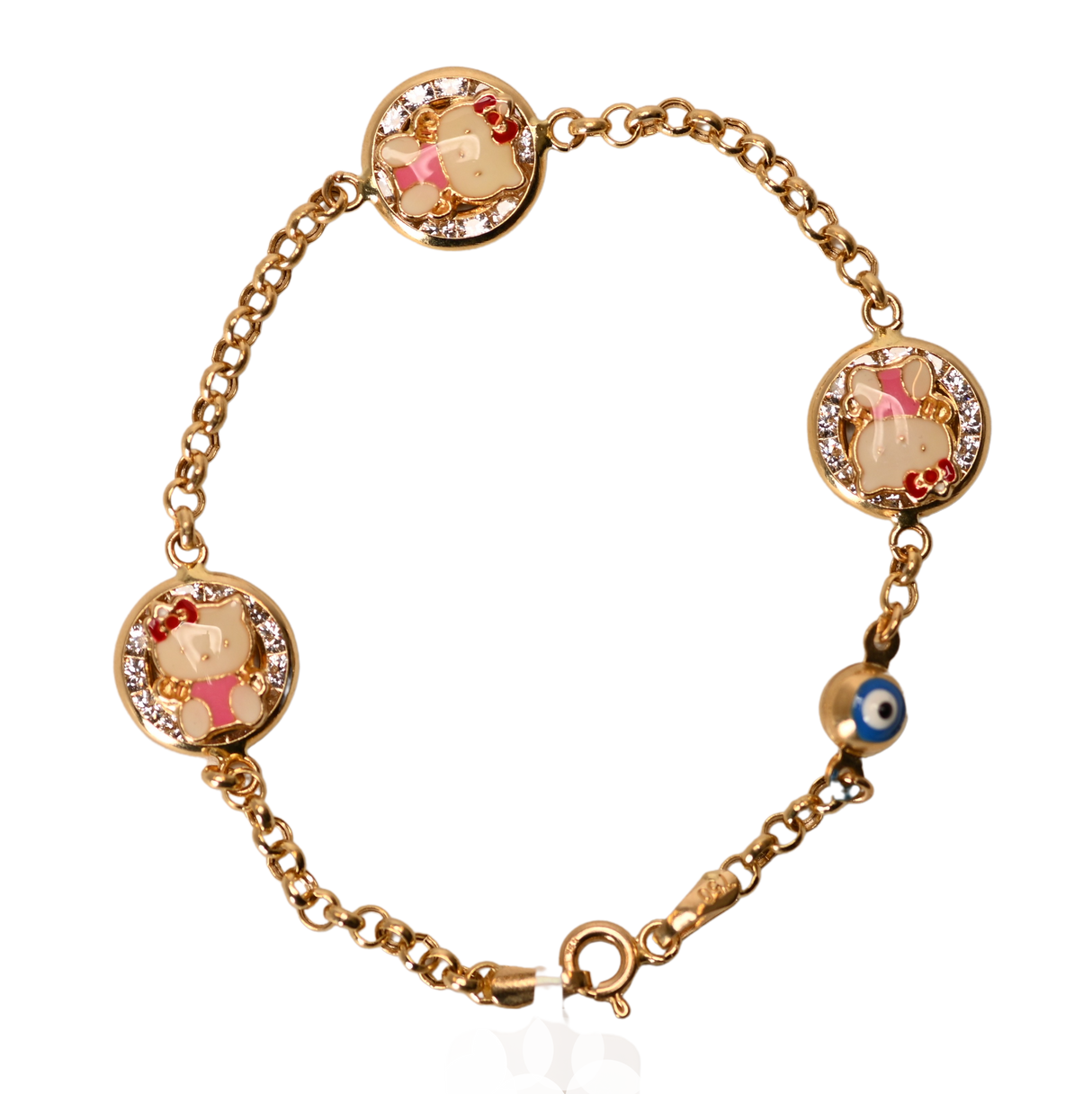 18K Gold Kids Bracelet with Cartoon Characters Design