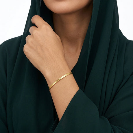 21K Gold Bracelet Flat Snake Chain Design