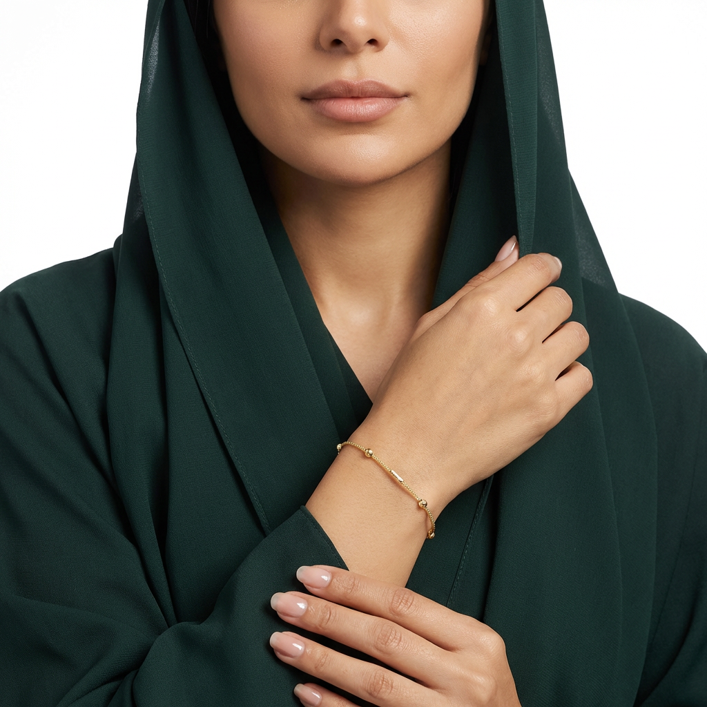 انسيال ذهب عيار 18 بتصميم كلاسيكي