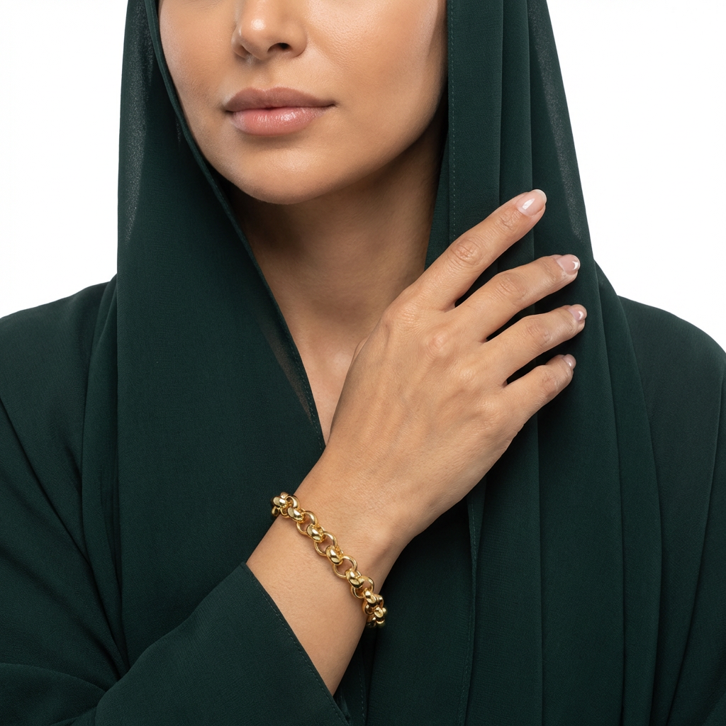انسيال ذهب عيار 18 بتصميم سلسلة بيضاوية