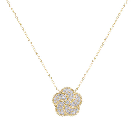 18K Gold Necklace with Flower Pendant