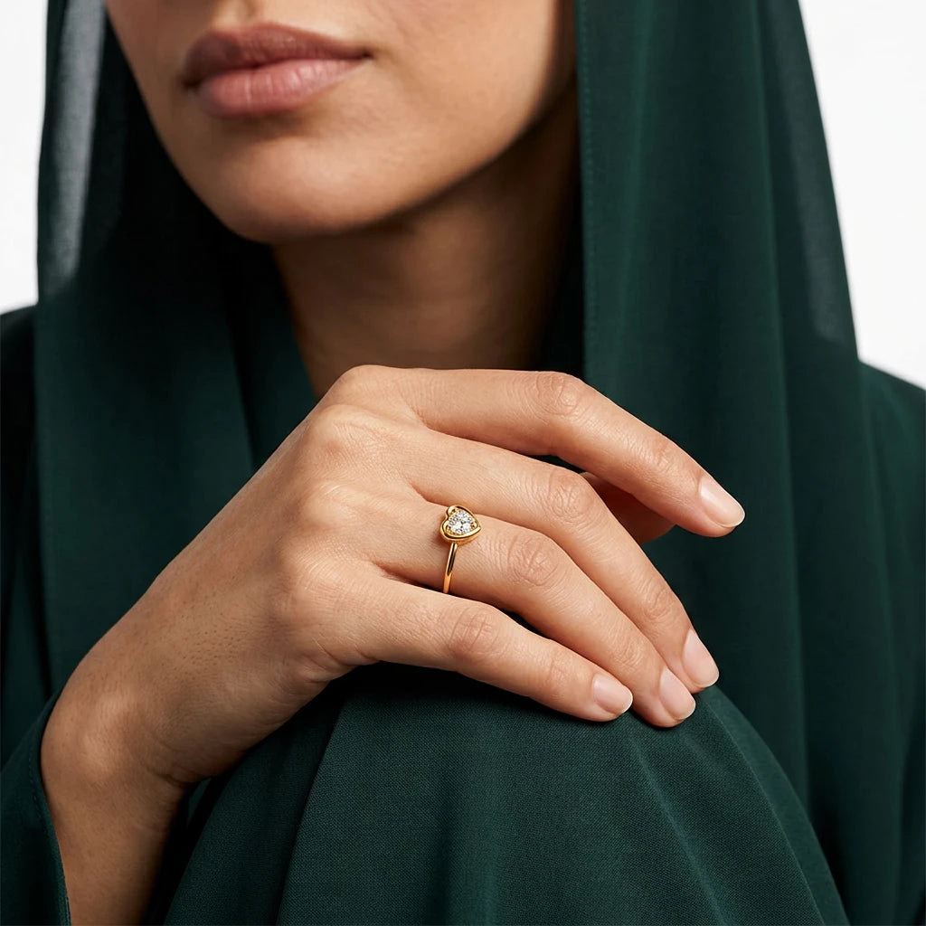 18K Gold Ring with Loving Hearts Elegant Touch Design