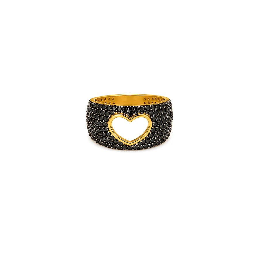 18K Gold Ring with Heart Shaped Design