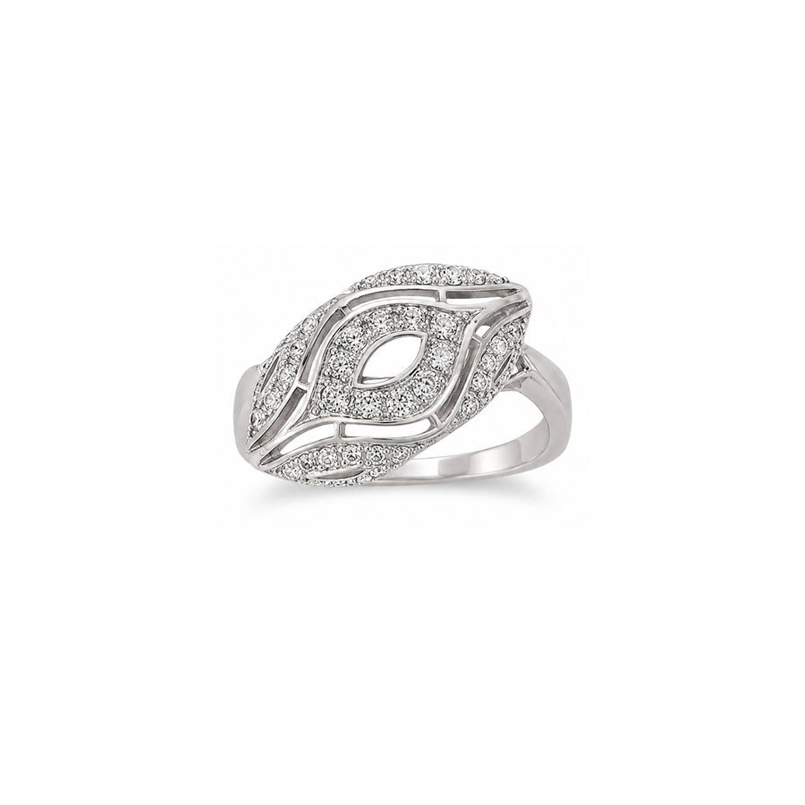 18K White Gold Ring with Almond Gemstones Design