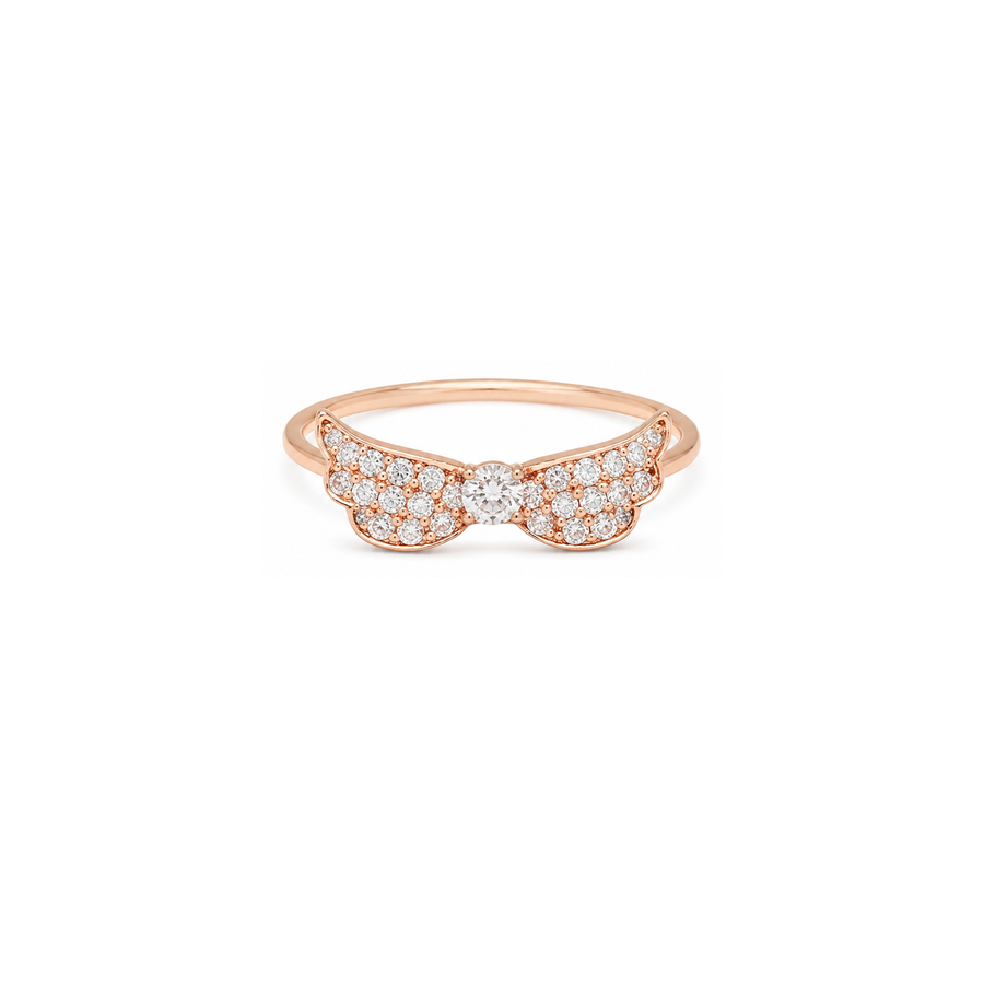 18K Gold Ring with Babylon Paved Wings Design