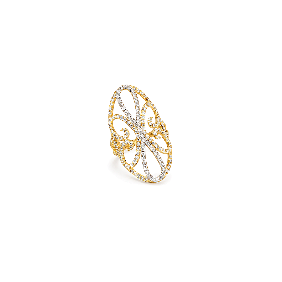 18K Gold Ring with Geometric Gemstones Design