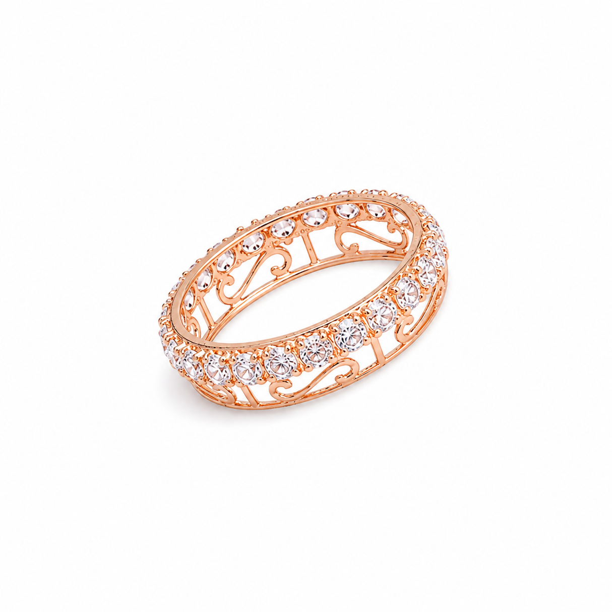 18K Gold Luster Ring with Gemstones